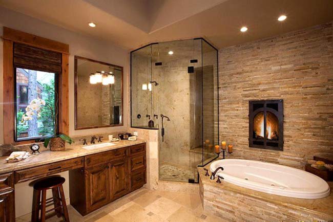 Ξύλινη επένδυση μπάνιου, ξύλινα έπιπλα για να κάνουν ζεστό τον χώρο σας